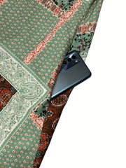 Plus Size Patchwork Print Long Sleeve Maxi Dress With Pockets