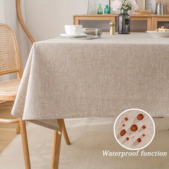 Waterproof Beige Rectangle Tablecloth for Party Home Decor