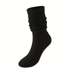 Solid Calf Socks Warm Knee High Women's Stockings