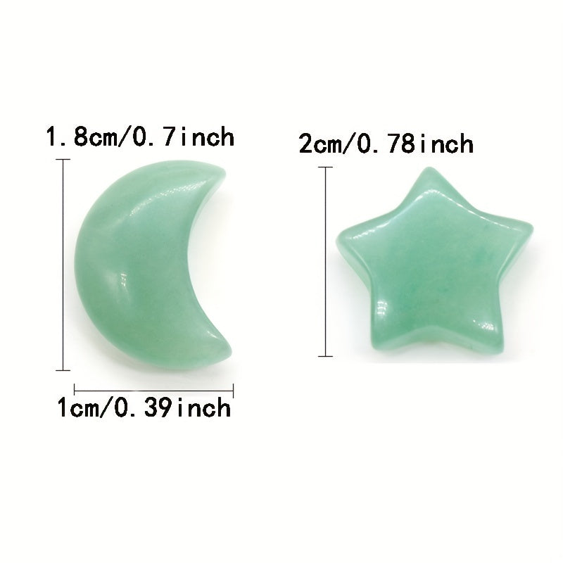 15Pcs Natural Stone Crystal Star Moon Healing Mineral Quartz Reiki Gem