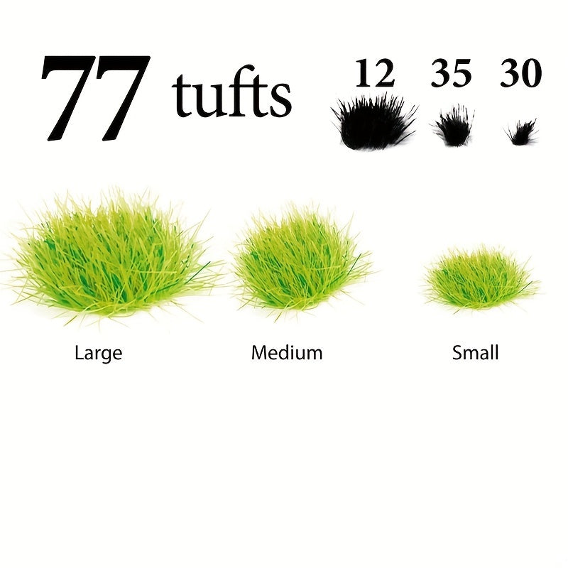 77pcs Realistic Grass Cluster Mixed Size Self adhesive Static Grass Modeling