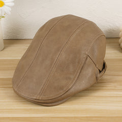 Newsboy Hat Women Autumn Winter Cowhide Solid Unisex Man Hat