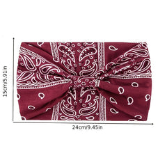Boho Headbands Yoga Wide Knot Hair Bands Sweat Printed Sweatband