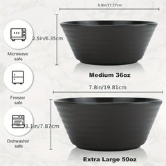 6 PCS Unbreakable Cereal Bowls 36 OZ 50OZ Soup Bowl Sets BPA Eco Friendly Bowl