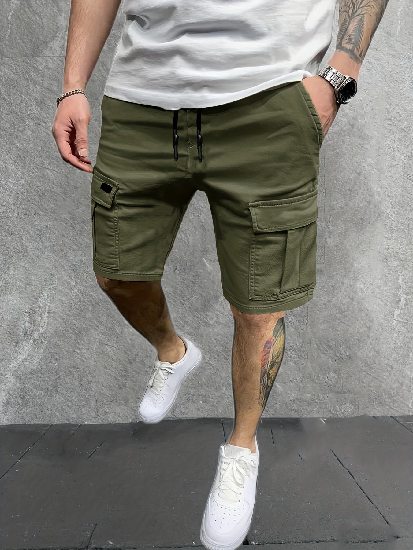 Men's Casual Cargo Shorts Drawstring Waist for Summer