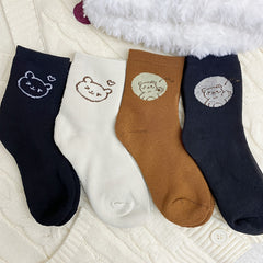 4 Pairs Cartoon Print Socks Cute & Comfy Women's Stockings