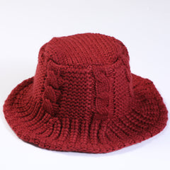 Cable Pattern Coldproof Thermal Women Knit Bucket Hat