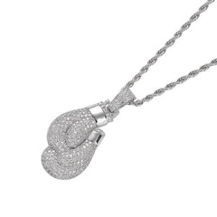 Hip Hop Men's Boxing Gloves Pendant Necklace High Metal Ice Out Pendant