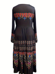  Boho Dress Women's Plus Floral Print Maxi Dress