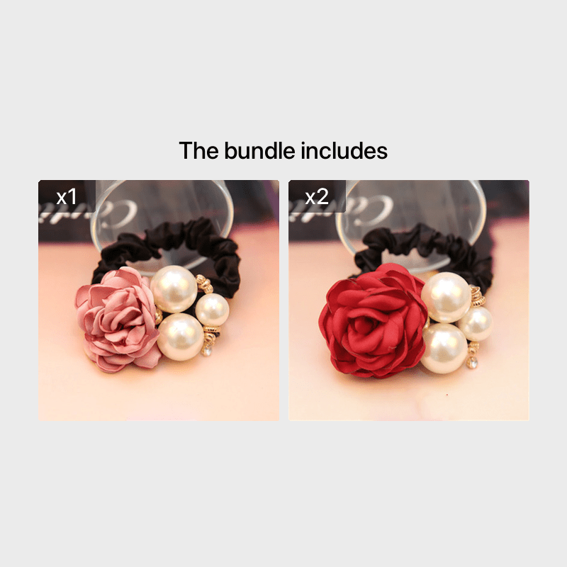 Colorful Rose Faux Pearls Hair Band Floral Beads Hair Ties
