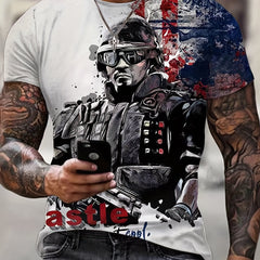 Men's Graphic Soldier T-Shirt for Summer Outdoor