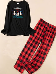  Christmas Snowman Print Lounge Set Women's Pajamas 2 Piece Set