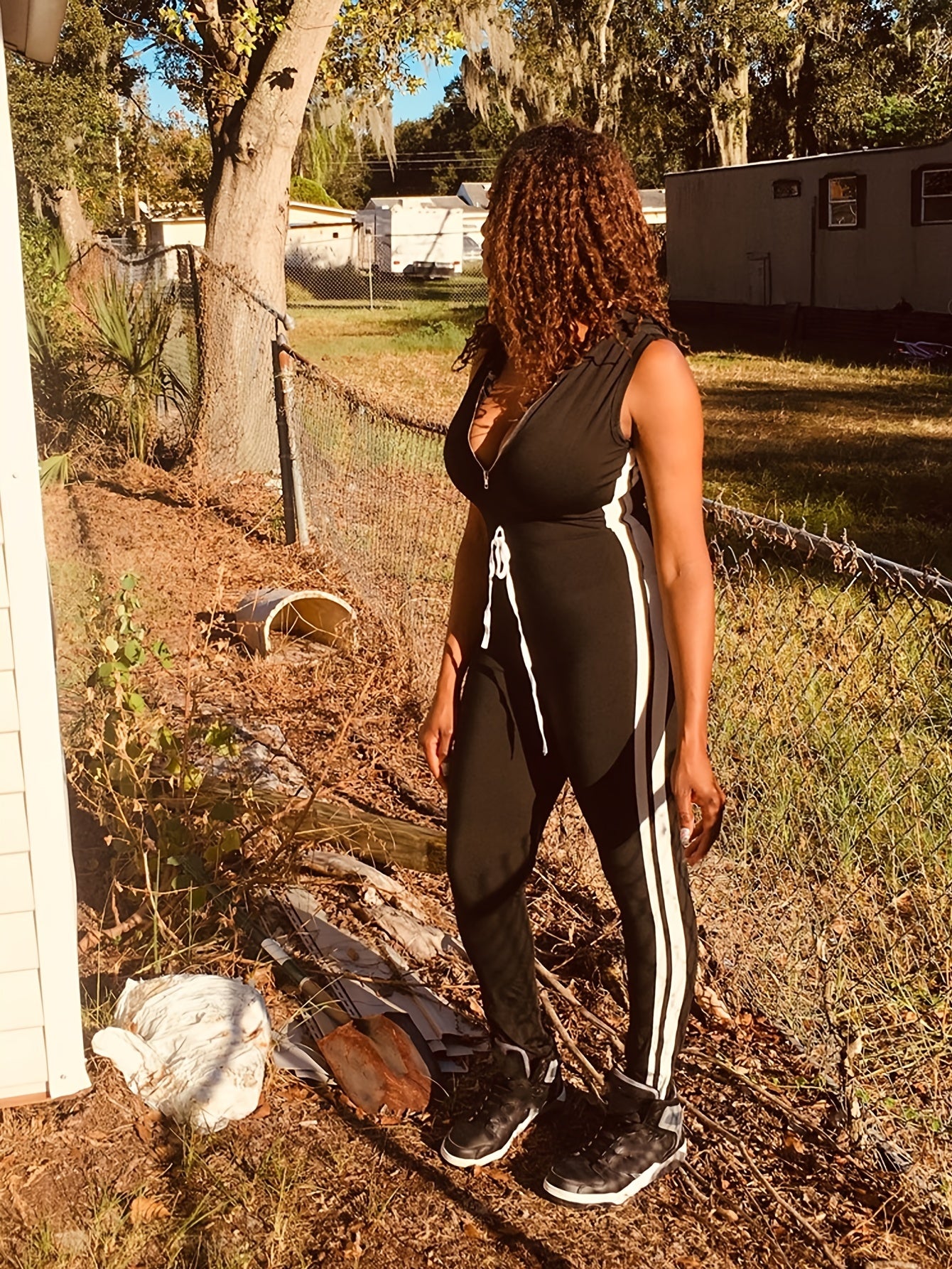 Striped Sleeveless Bodycon Jumpsuit