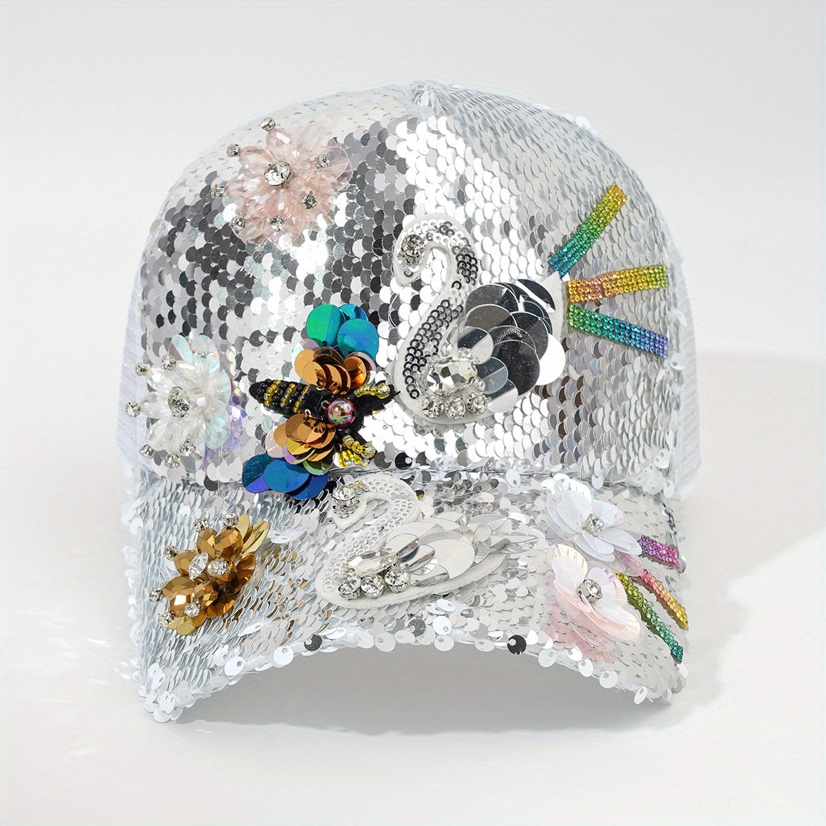 Rhinestone Sequin Baseball Cap Women's Sunshade Peaked Cap
