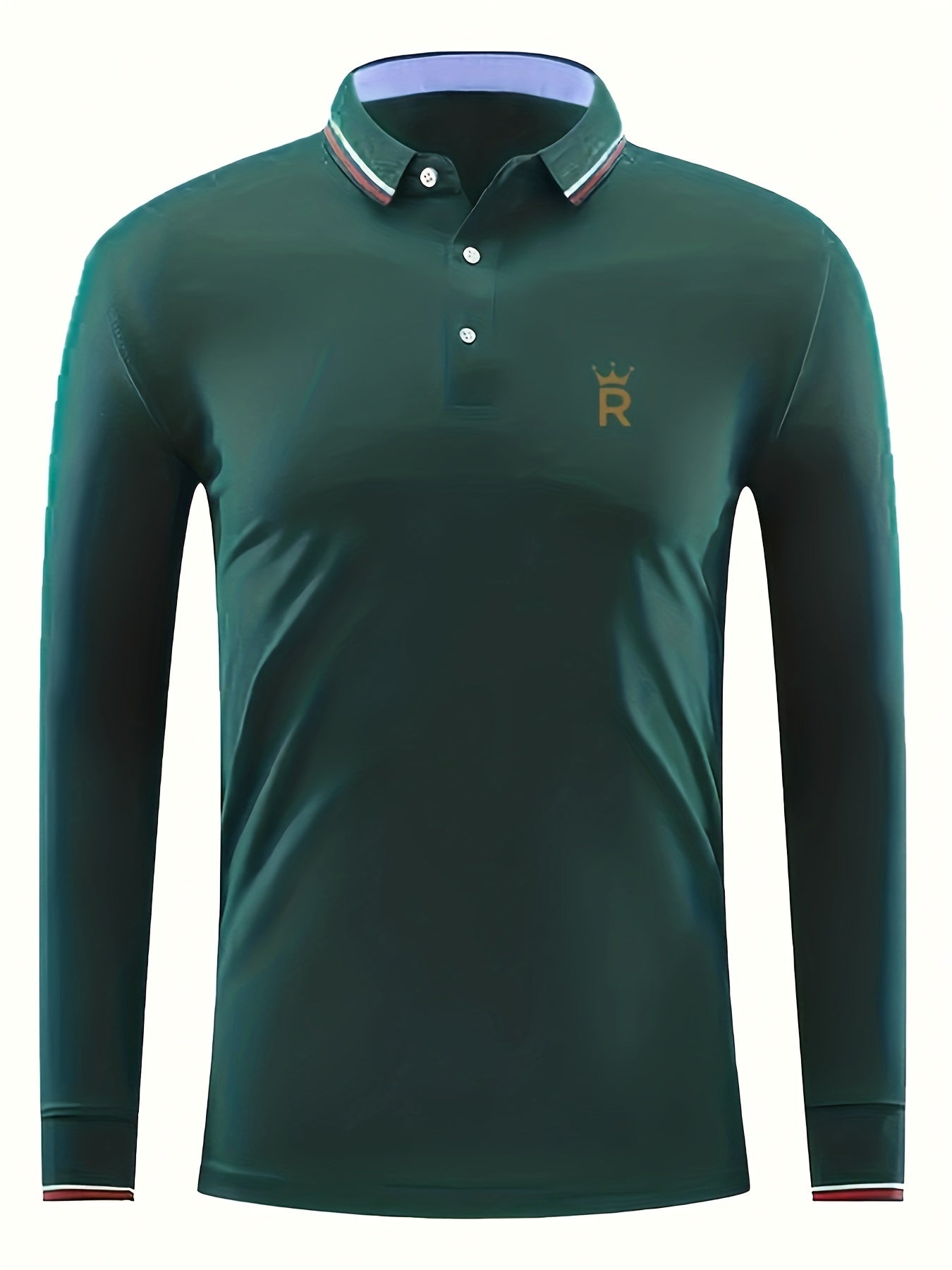 Men's Crown Print Lapel Polo Shirt