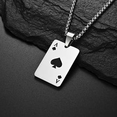 Hip Hop Ace Poker Spades Pendant Chain Necklace