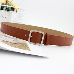 Rectangle Buckle Vintage Style PU Leather Belt for Women