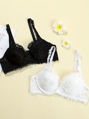 2pcs Lace Push Up Bras Comfy & Breathable Women's Lingerie