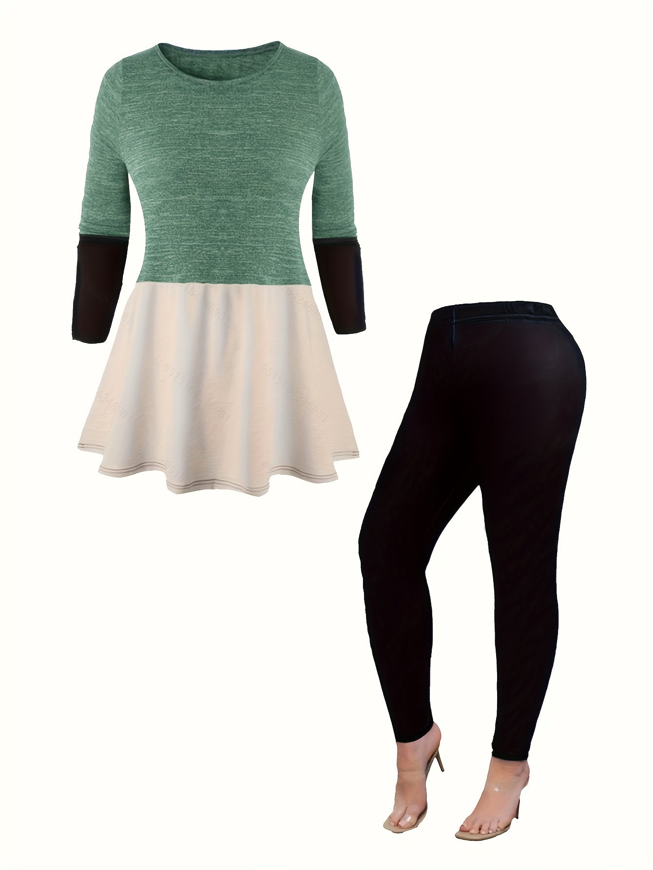 Colorblock Tee & Leggings Set