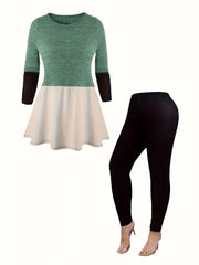  Colorblock Tee & Leggings Set