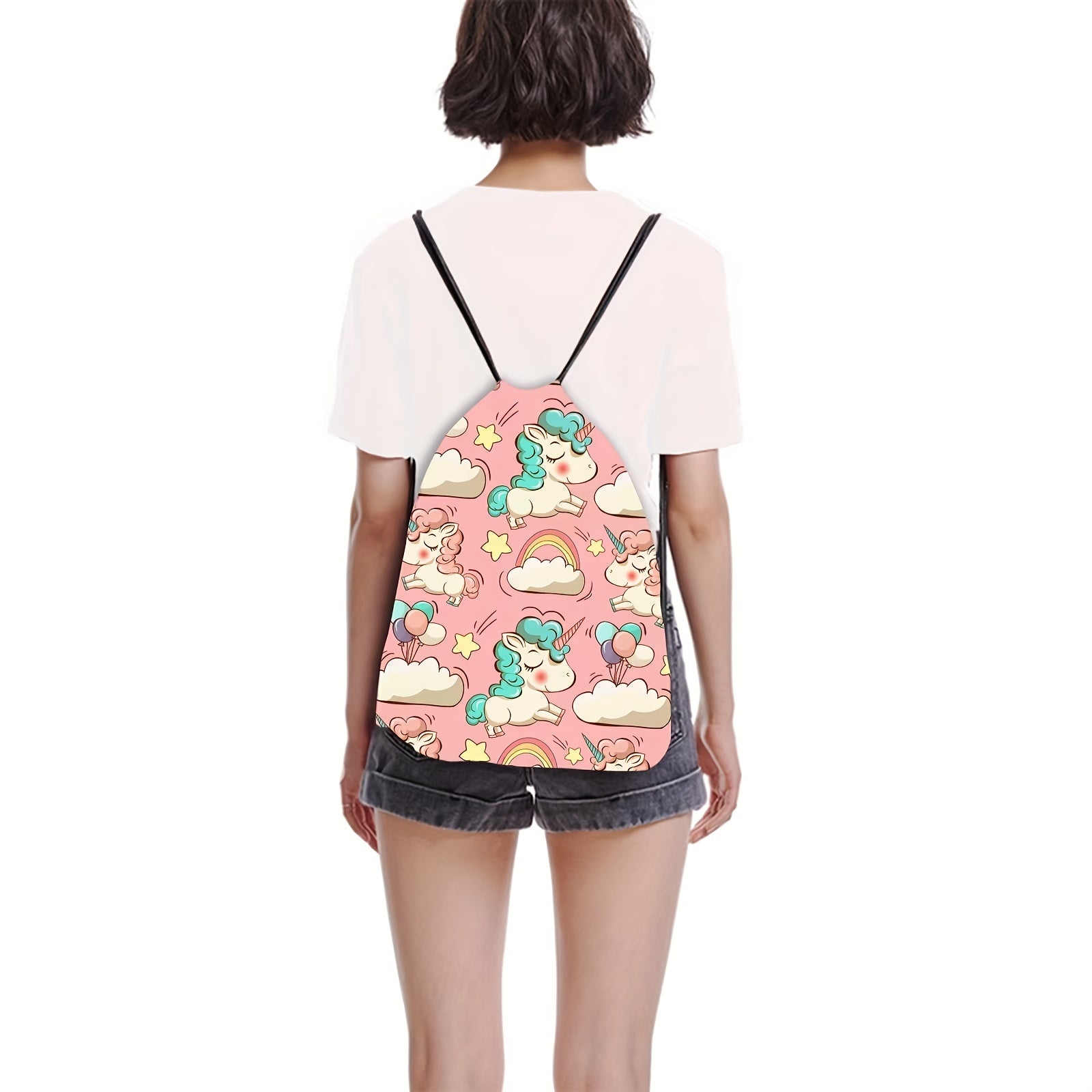 Unicorn Pattern Drawstring Sackpack Lightweight Backpack