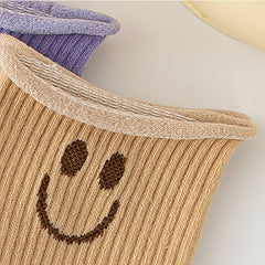 5 Pairs Smiling Face Print Socks Women's Stockings