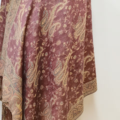 Large Tassel Scarf Rose Pink Paisley Jacquard Vintage Shawl Windproof Wrap