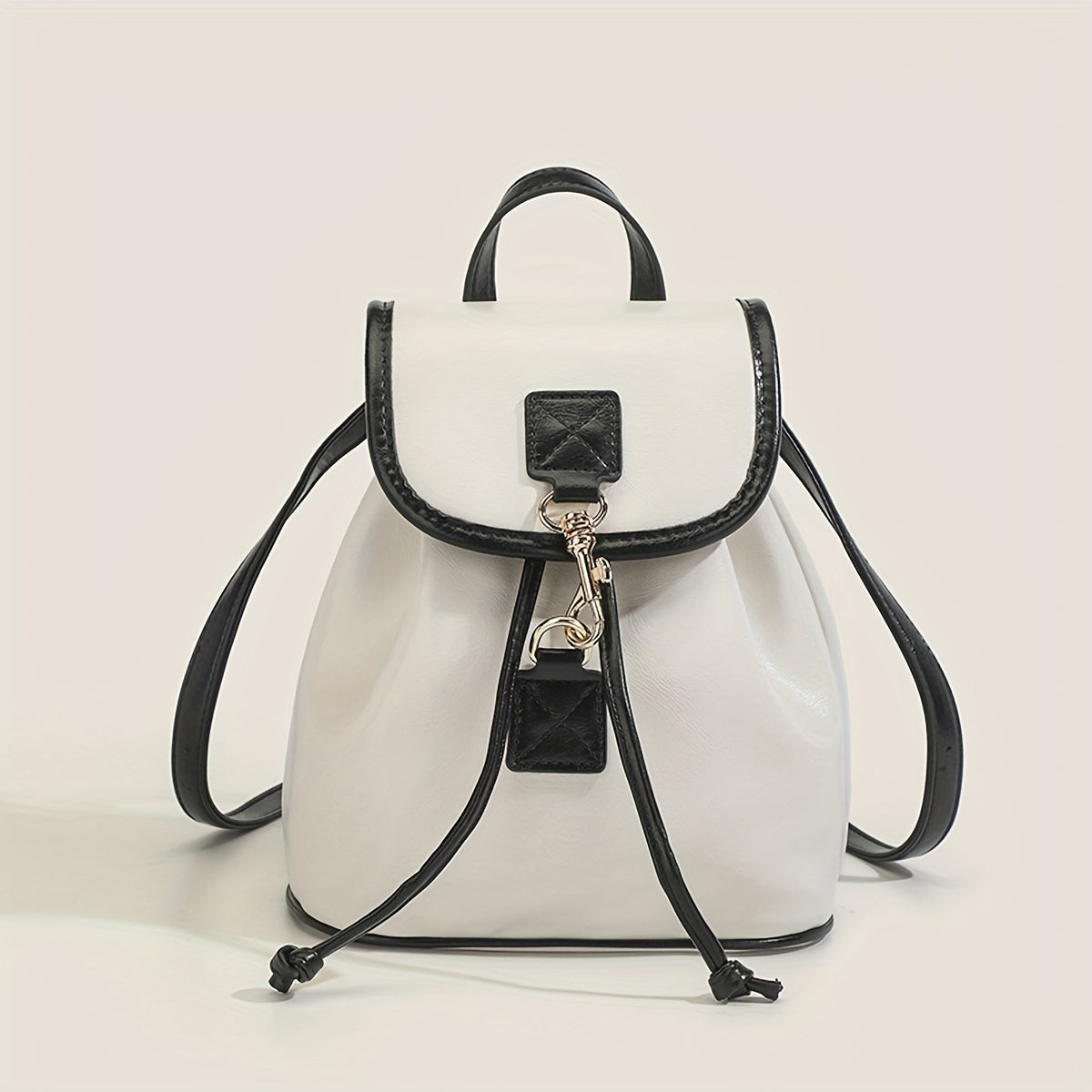 Colorblock Stylish Backpack Drawstring Rucksack Women's Travel Bag