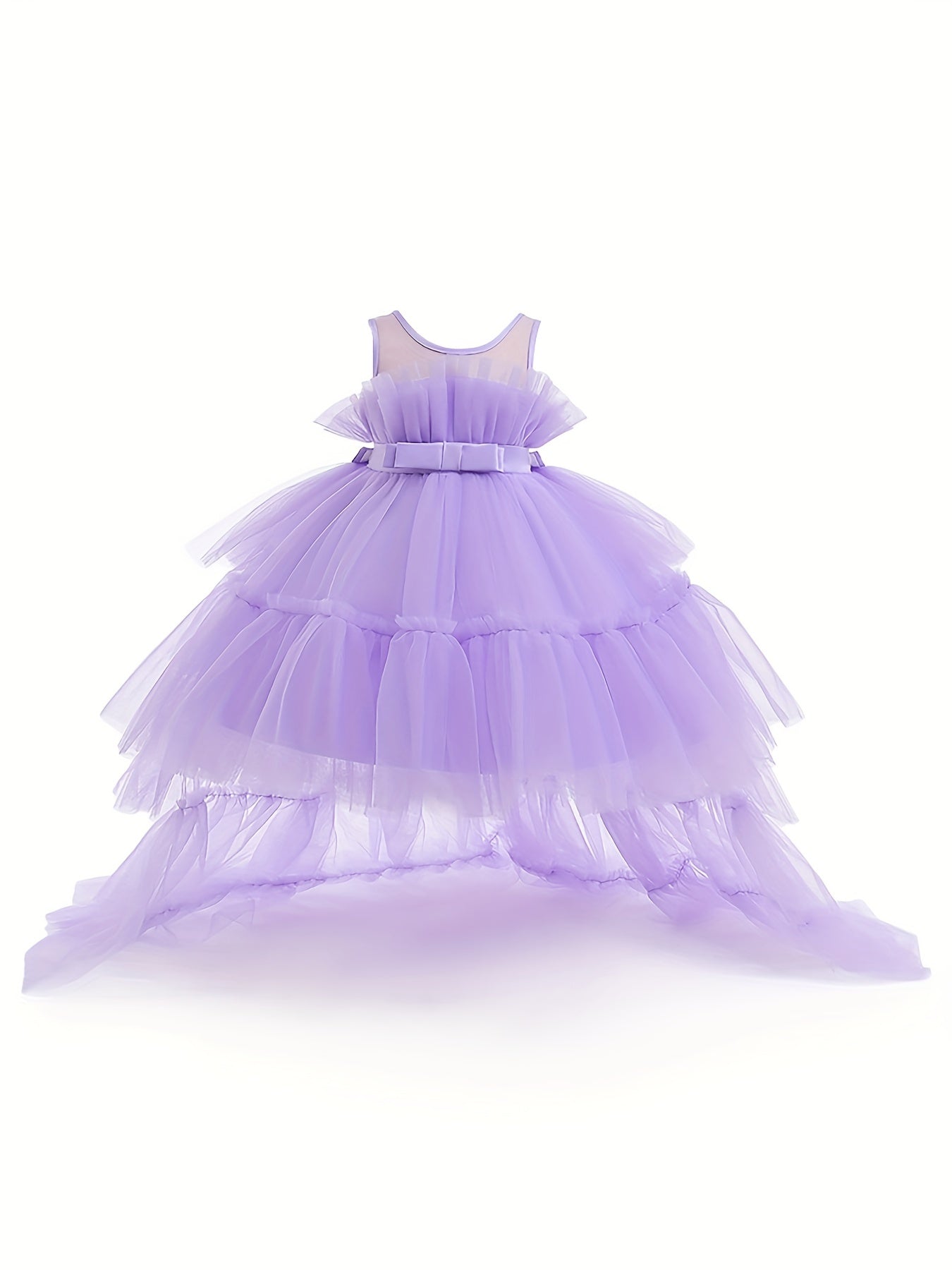 Flower Girl Tutu Gown Extra Long Tail Puffy Princess Dress