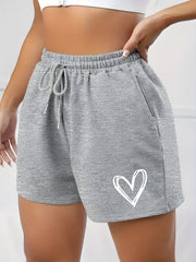  Heart Print High Rise Shorts w/Pockets
