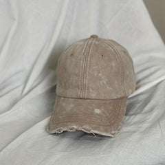Unisex Breathable Ripped Baseball Cap w/ Letter Embroidery