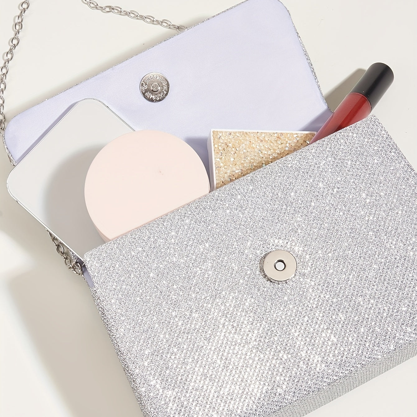 Glitter Satchel Bag Classic Handbag Chain Strap Banquet Bag