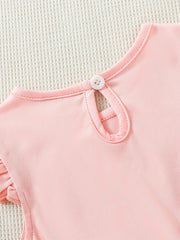 Toddler Baby Flutter Sleeve Butterflies Print Pleated Dress