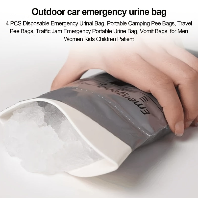 4pcs Portable Plastic Urine Bag Car Emergency Travel Pee Bags Odorless