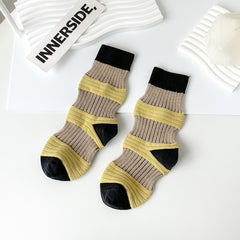 Women's Khaki Casual Texture Socks