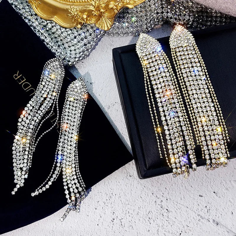 925 Silver Needle Triangle Tassel Earrings Night Store Style