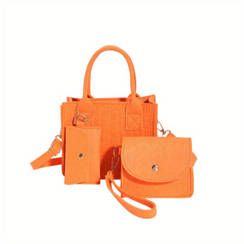 Felt Square Shoulder Bag with Mini Purses