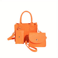 Felt Square Shoulder Bag with Mini Purses