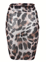  Leopard Print Beach Cover Up Skirt