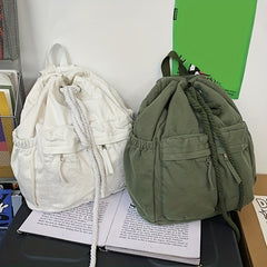 Casual Solid Backpack Drawstring Minimalist Sports Rucksack