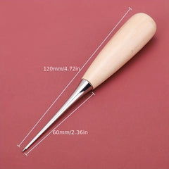 Handheld Hole Puncher Cone Tool Wooden Handle Scratch Cone Needle Punch Leather