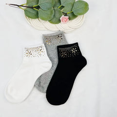 Sparkly Rhinestone Crew Socks for Women