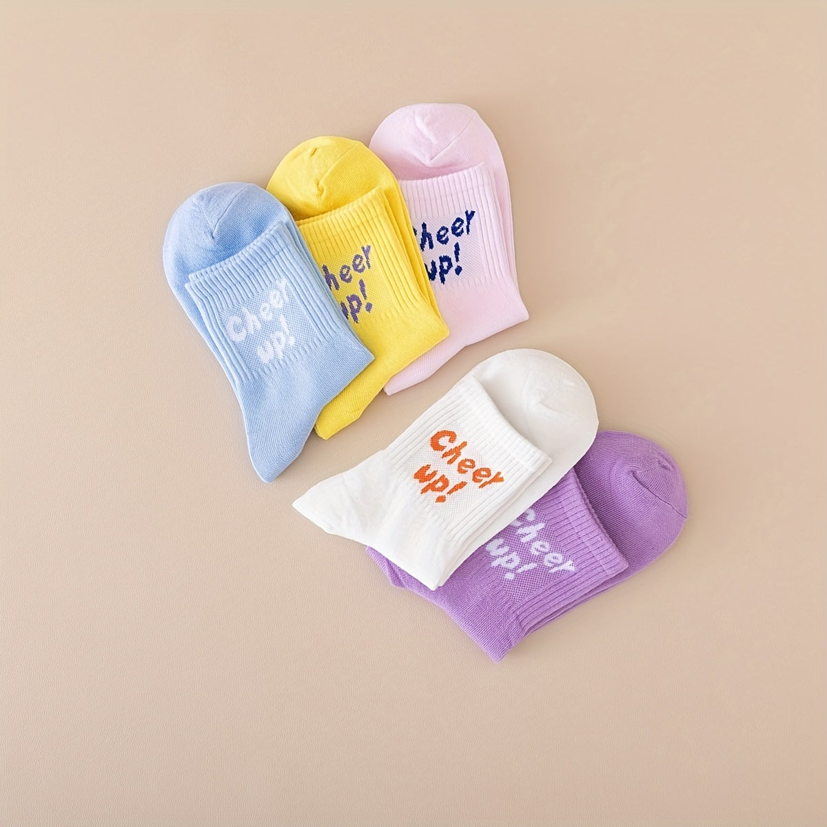 5 Pairs Letter Print Socks Women's Stockings