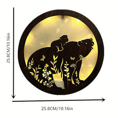 Kids Room LED Clock Lamp Retro Wooden Sign Wall Sticker Hanging Light