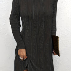  Jacquard Long Sleeve Hooded Mini Dress