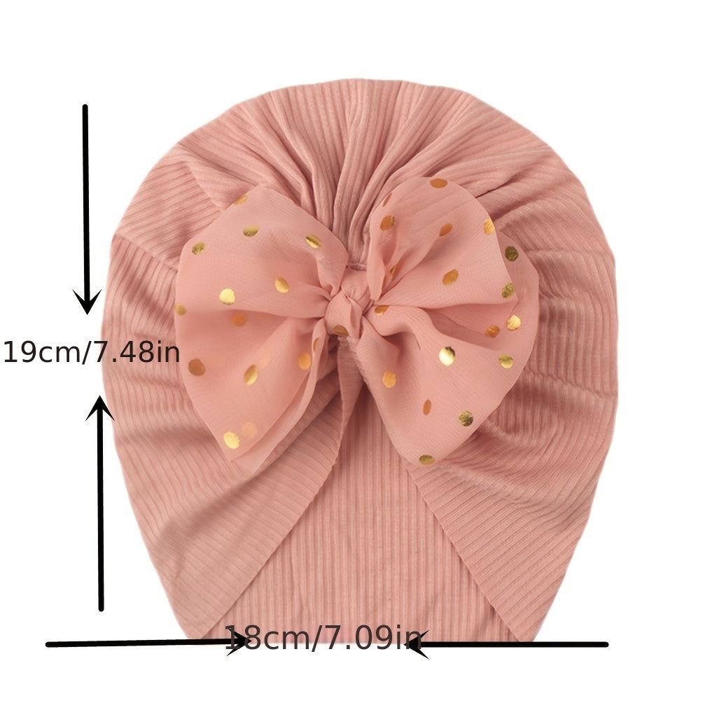 Polka Dot Print Bow Head Wrap Hat for Baby Girls & Boys