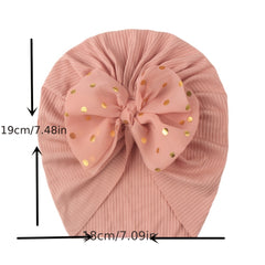 Polka Dot Print Bow Head Wrap Hat for Baby Girls & Boys