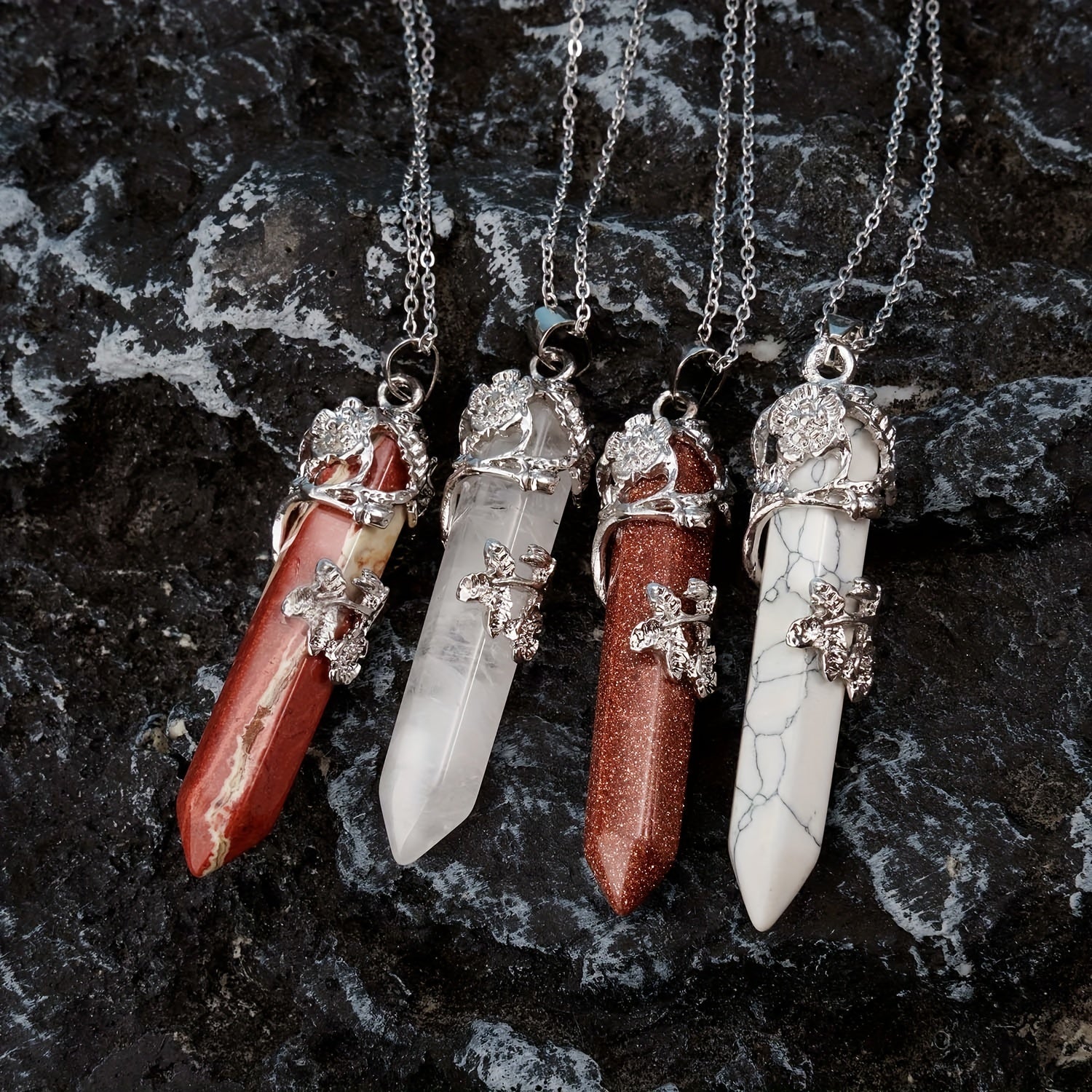 Healing Crystal Point Pendant Necklace Reiki Healing Crystals