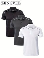 Men's Vintage Polo Shirt Casual Button Up Polo Shirt
