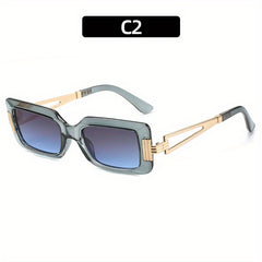 Jelly Frame Hollow Metal Temple Gradient Glasses UV400